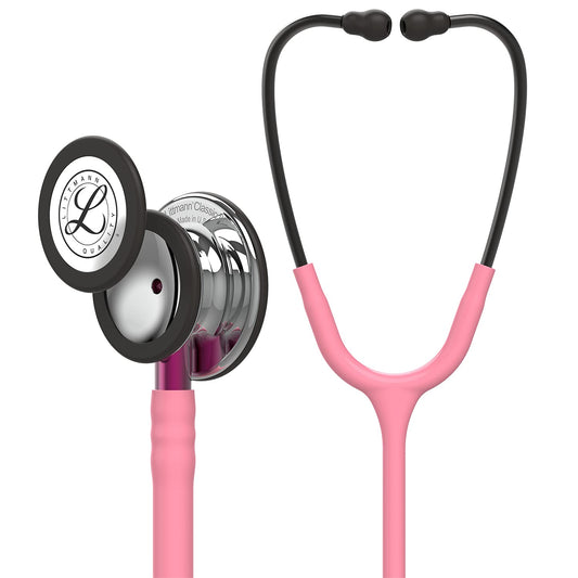 3M™ Littmann® Classic III™ Monitoring Stethoscope, Mirror Chestpiece, Pearl Pink Tube, Pink Stem and Smoke Headset, 27 in, 5962