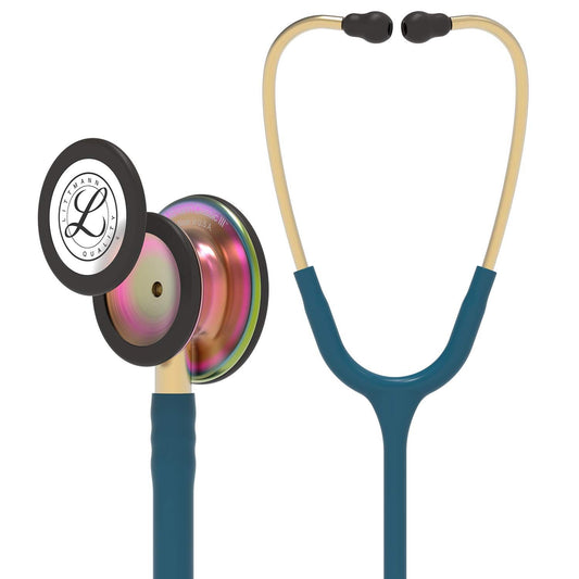 3M™ Littmann® Classic III™ Monitoring Stethoscope, Rainbow-Finish, Caribbean Blue Tube, 27 in, 5807