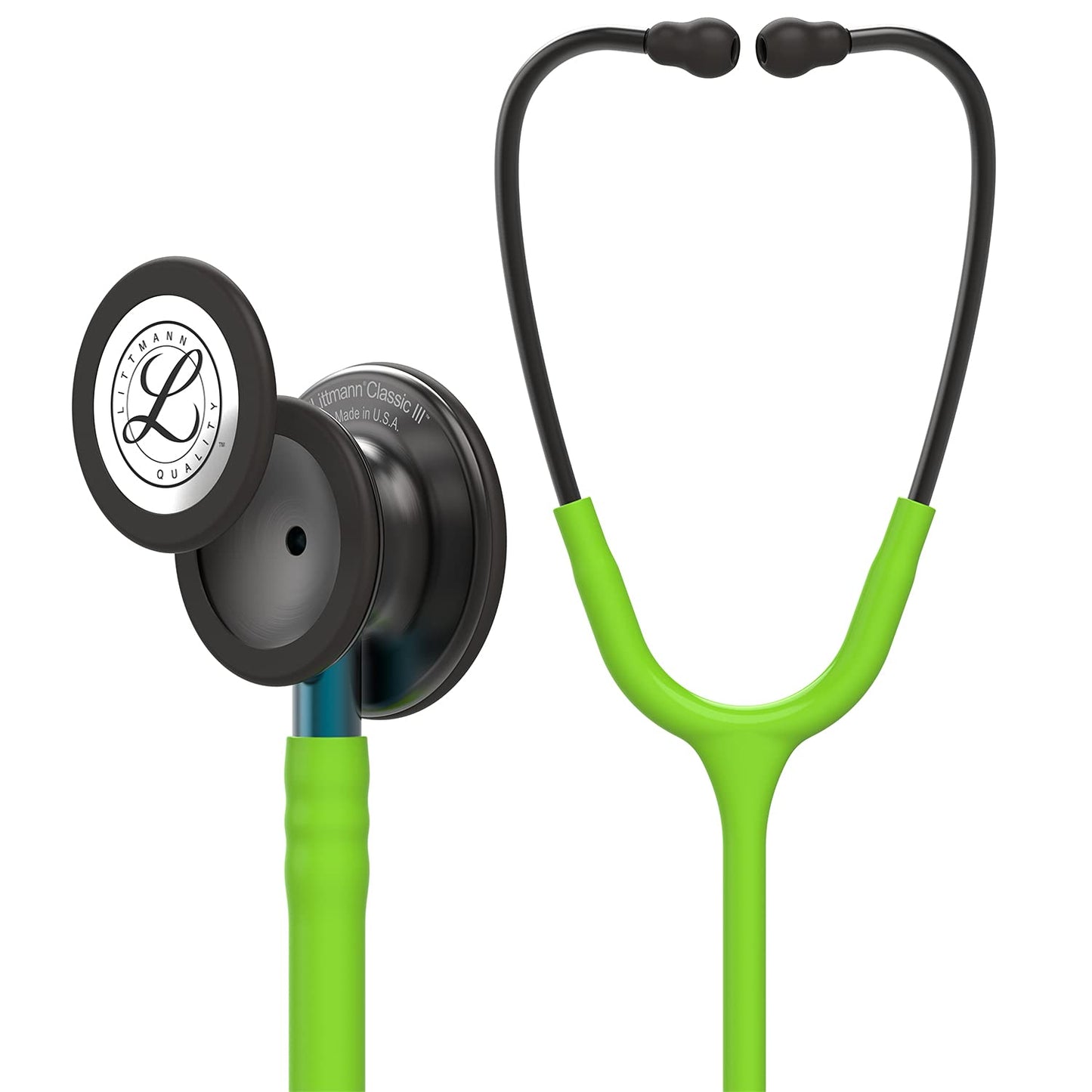 3M™ Littmann® Classic III™ Monitoring Stethoscope, Smoke Chestpiece, Lime Green Tube, Blue Stem,5875