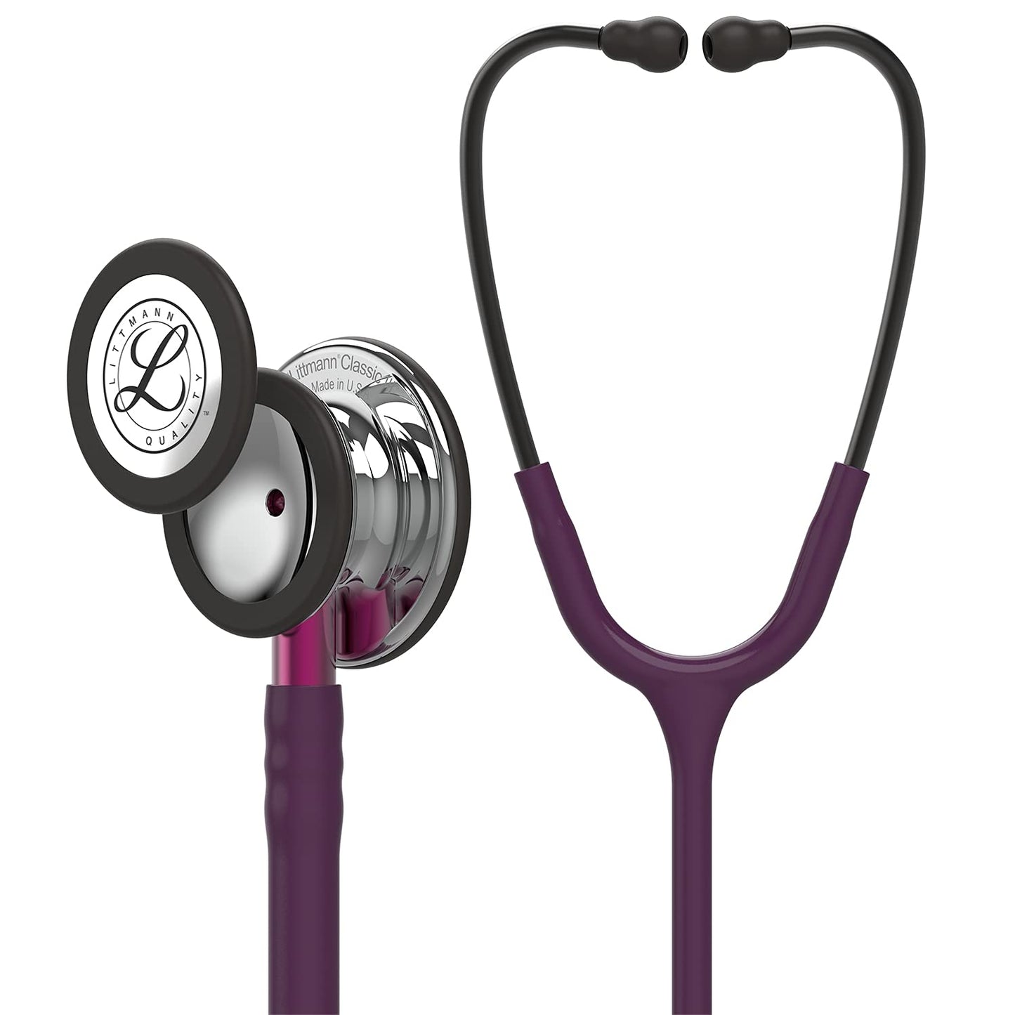 3M™ Littmann® Classic III™ Monitoring Stethoscope, Mirror Chestpiece, Plum Tube, Pink Stem and Smoke Headset, 27 in, 5960