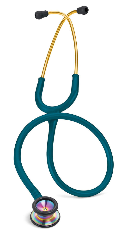 3M™ Littmann® Classic II Pediatric Stethoscope, Rainbow-finish Chestpiece, Caribbean Blue Tube, 28 in, 2153