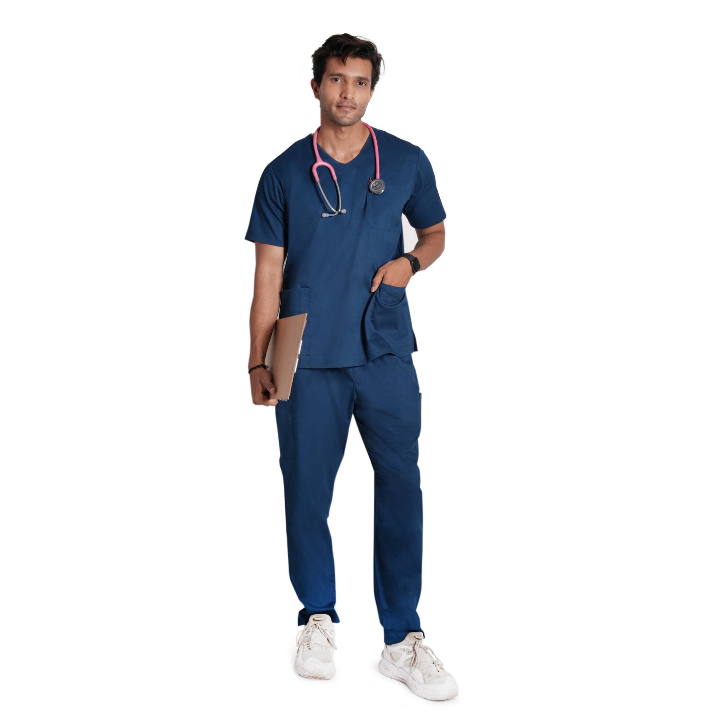 Men's Audere Classic Fit (Air Blue) Scrub Set ( Only Top Customization )