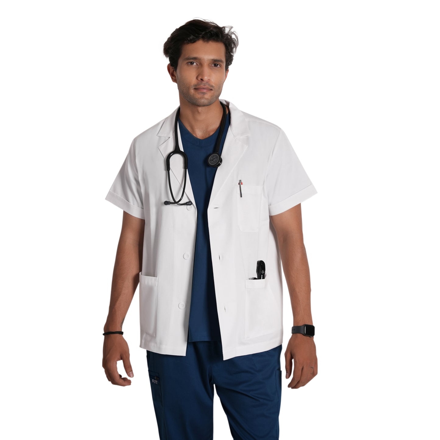 ScrubStory Mens Valor LabCoats SHort with Short Sleeve