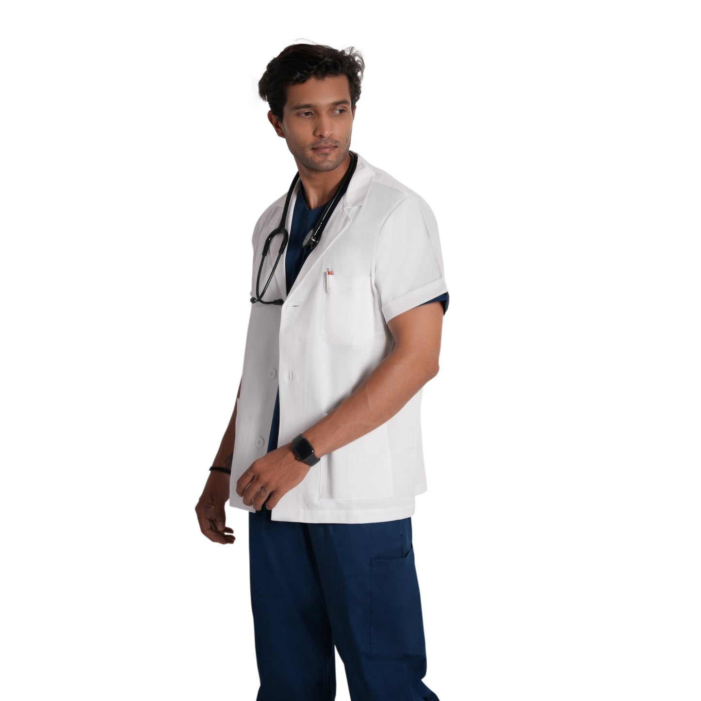 ScrubStory Mens Valor LabCoats SHort with Short Sleeve