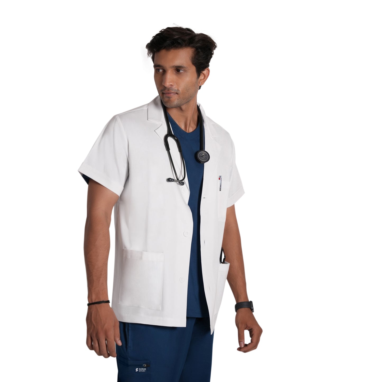 ScrubStory Mens Valor LabCoats SHort with Short Sleeve