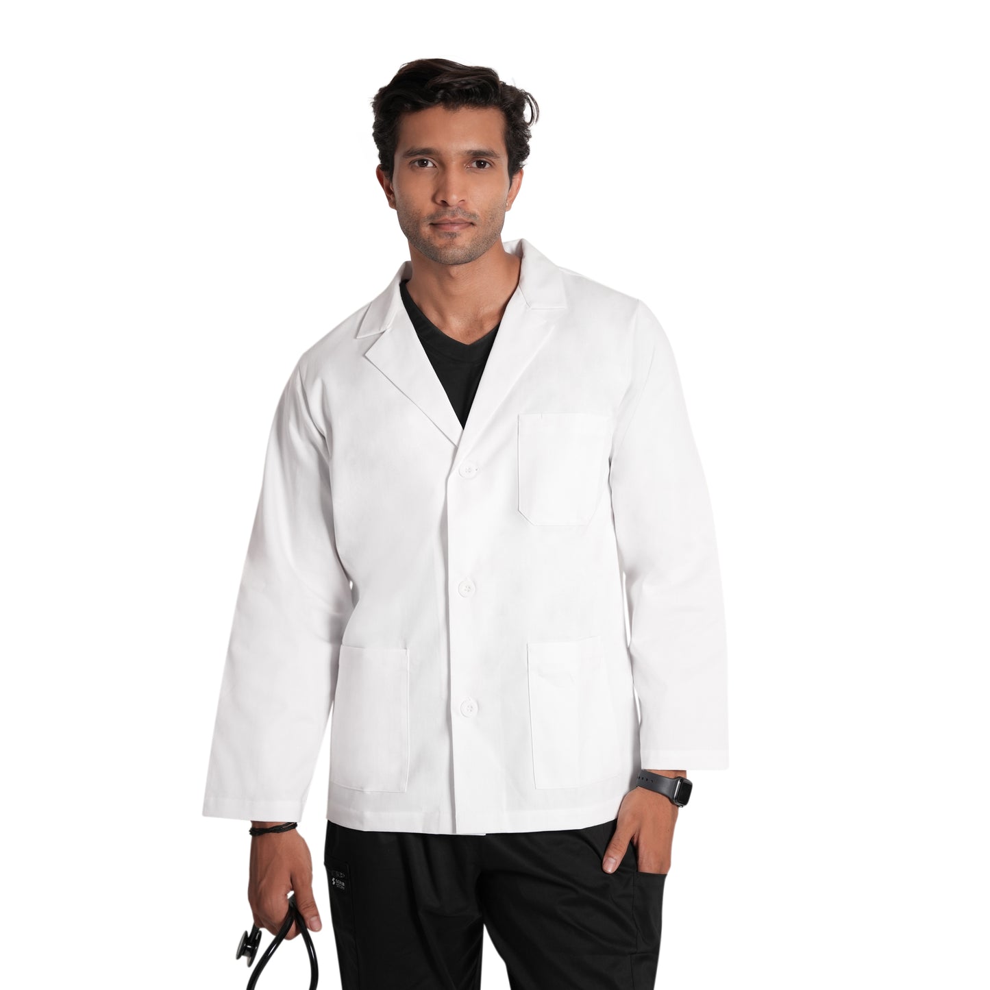 ScrubStory Mens Valor LabCoats SHort with Long Sleeve