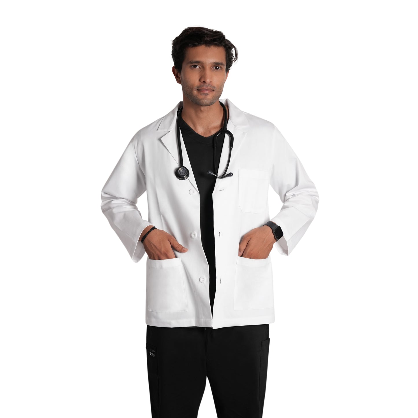 ScrubStory Mens Valor LabCoats SHort with Long Sleeve