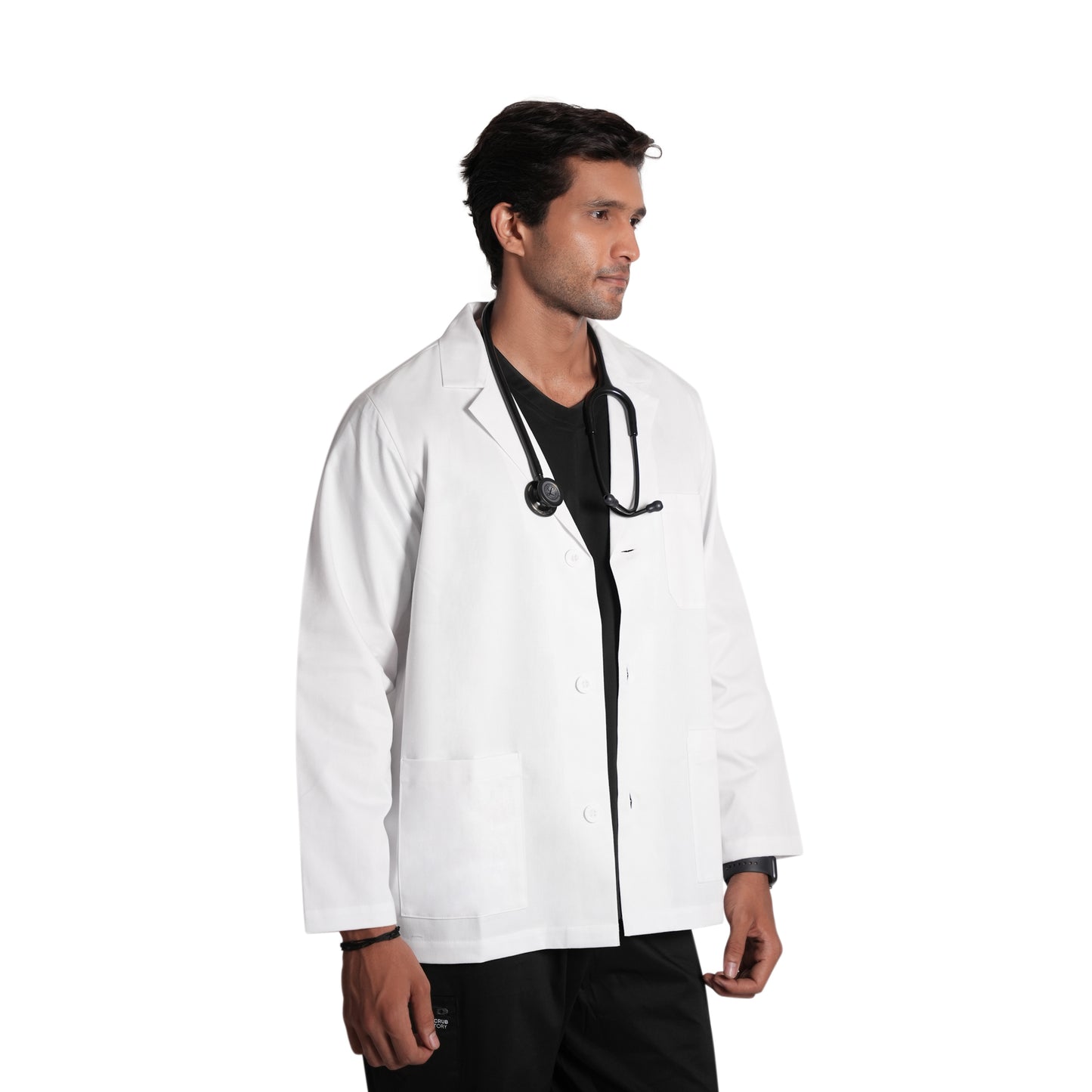 ScrubStory Mens Valor LabCoats SHort with Long Sleeve